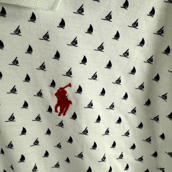 Polo Ralph Lauren Sailboat Nautical Polo Shirt Mens 2XL White Collar Classic Fit - Picture 4 of 9